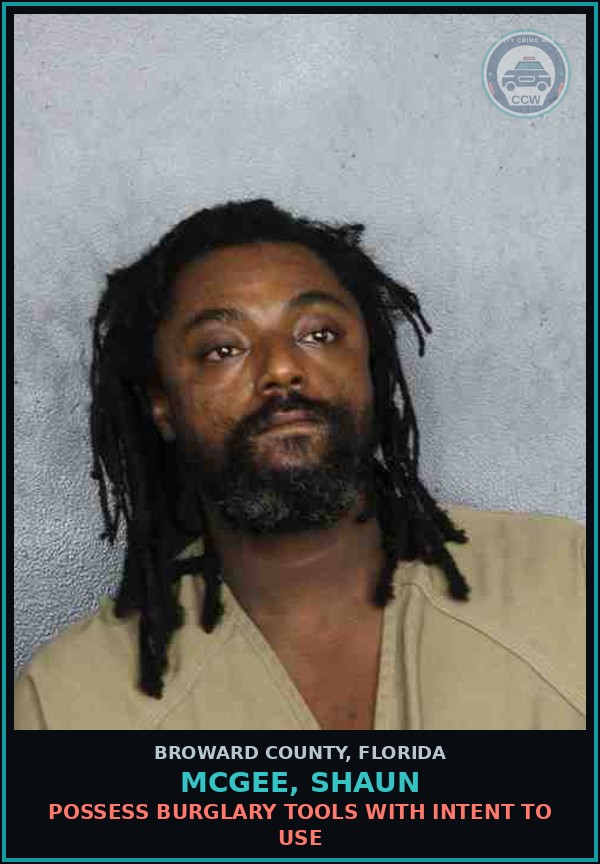 Booking mugshot of MCGEE, SHAUN in Broward County
