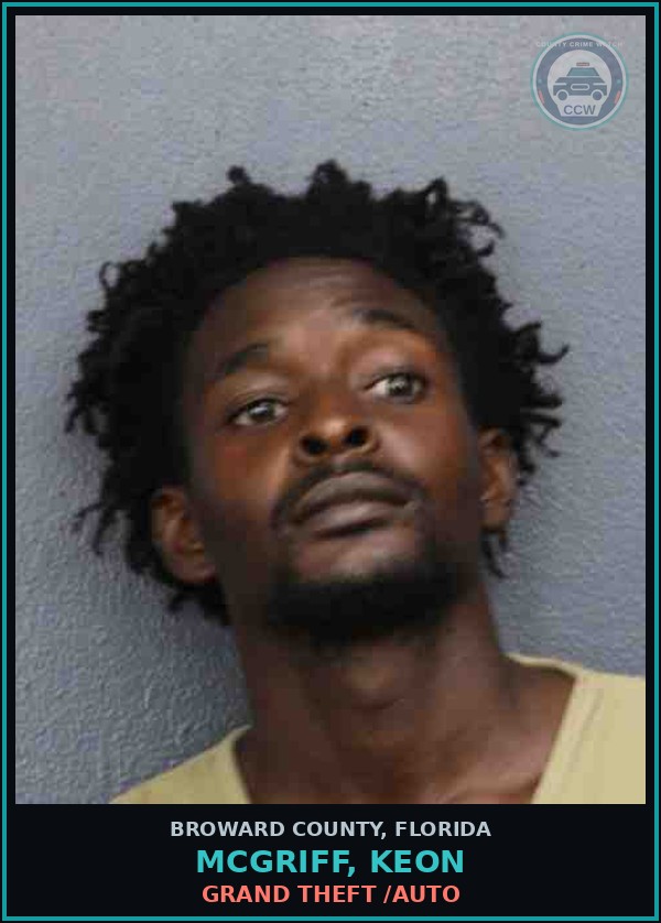 Booking mugshot of MCGRIFF, KEON in Broward County