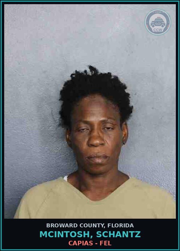 Booking mugshot of MCINTOSH, SCHANTZ in Broward County