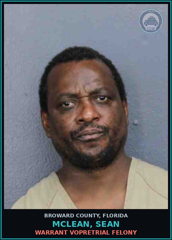 Booking mugshot of MCLEAN, SEAN in Broward County