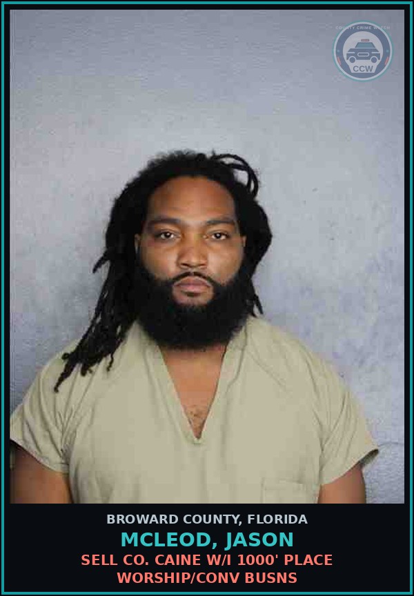Booking mugshot of MCLEOD, JASON in Broward County