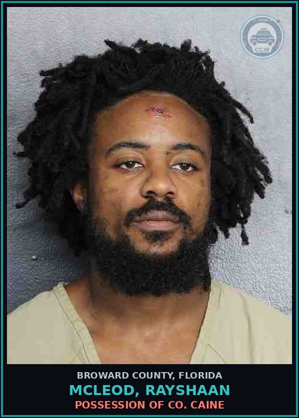 Booking mugshot of MCLEOD, RAYSHAAN in Broward County