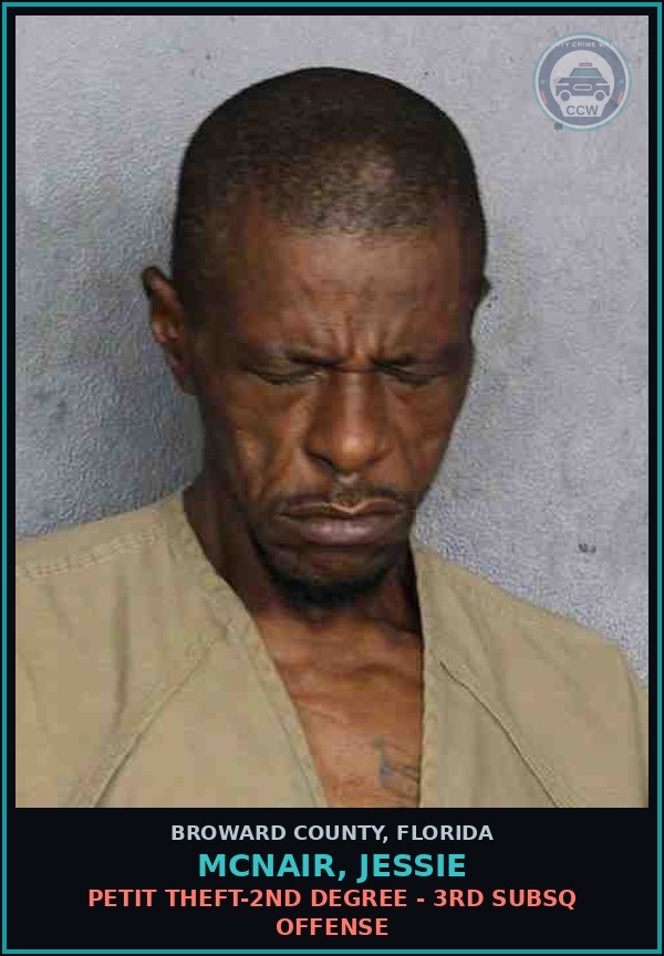Booking mugshot of MCNAIR, JESSIE in Broward County
