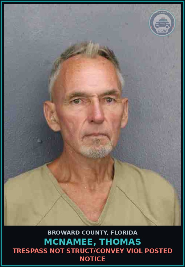 Booking mugshot of MCNAMEE, THOMAS in Broward County