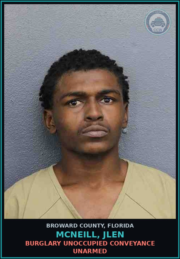 Booking mugshot of MCNEILL, JLEN in Broward County