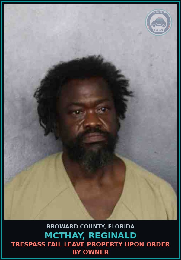 Booking mugshot of MCTHAY, REGINALD in Broward County