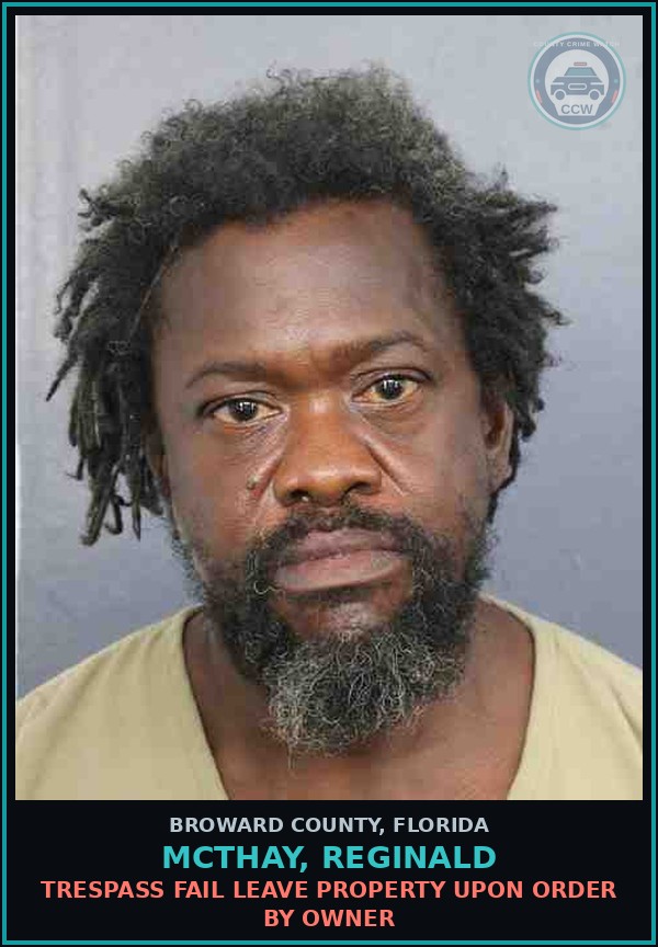 Booking mugshot of MCTHAY, REGINALD in Broward County