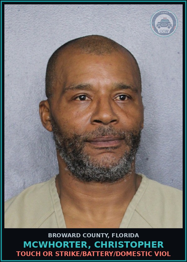 Booking mugshot of MCWHORTER, CHRISTOPHER in Broward County