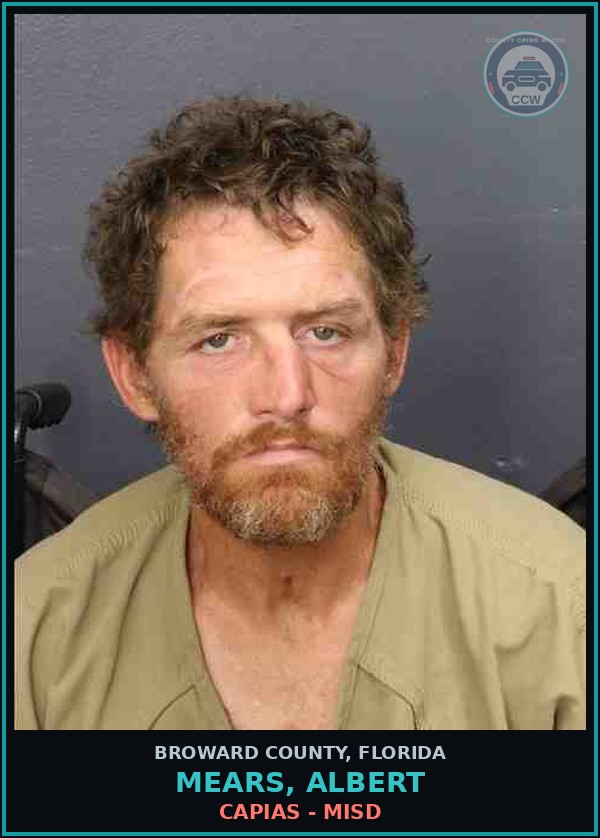 Booking mugshot of MEARS, ALBERT in Broward County