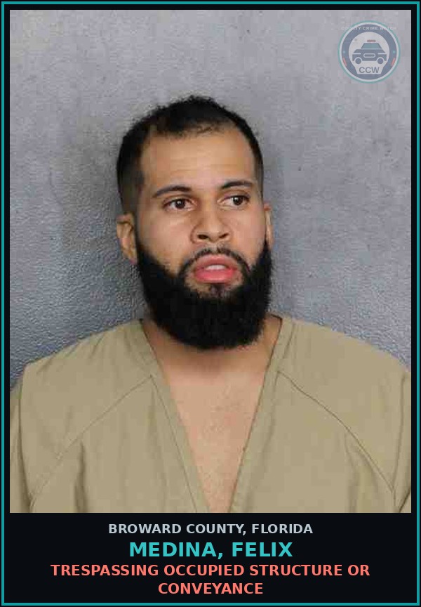 Booking mugshot of MEDINA, FELIX in Broward County