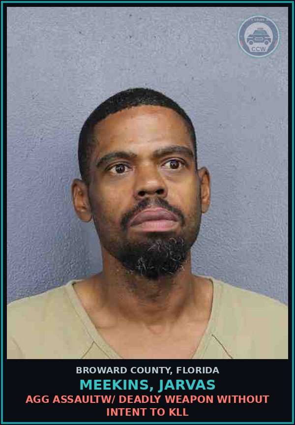 Booking mugshot of MEEKINS, JARVAS in Broward County