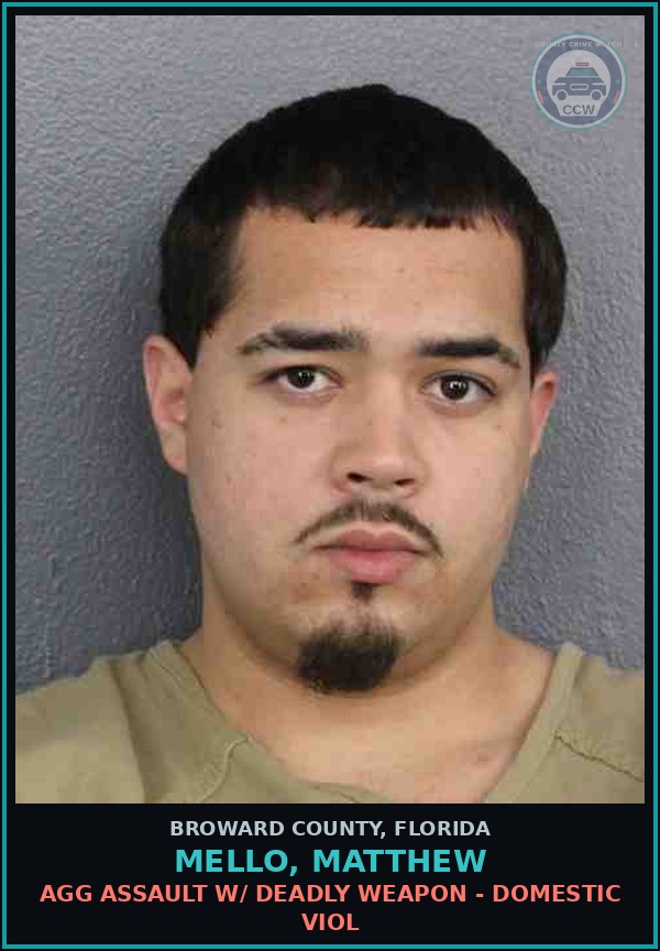 Booking mugshot of MELLO, MATTHEW in Broward County