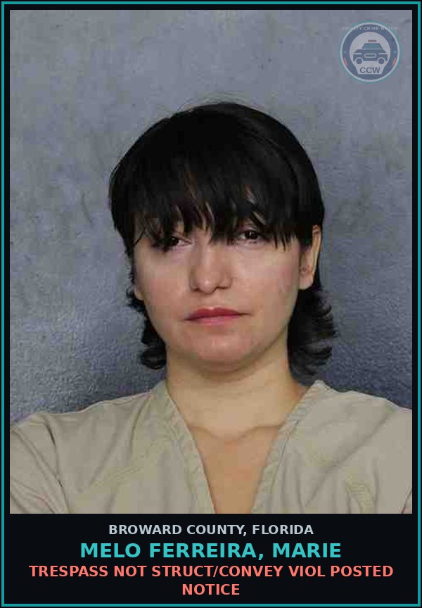 Booking mugshot of MELO FERREIRA, MARIE in Broward County