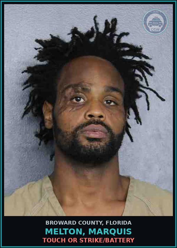 Booking mugshot of MELTON, MARQUIS in Broward County