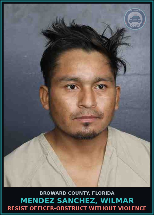 Booking mugshot of MENDEZ SANCHEZ, WILMAR in Broward County