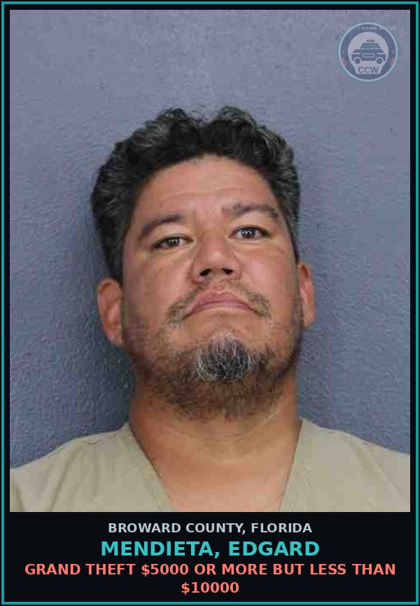 Booking mugshot of MENDIETA, EDGARD in Broward County