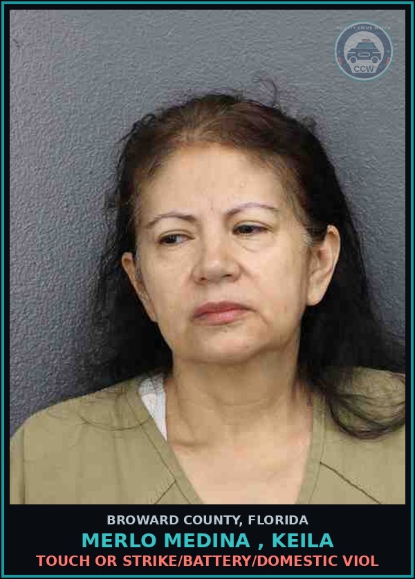 Booking mugshot of MERLO MEDINA , KEILA in Broward County