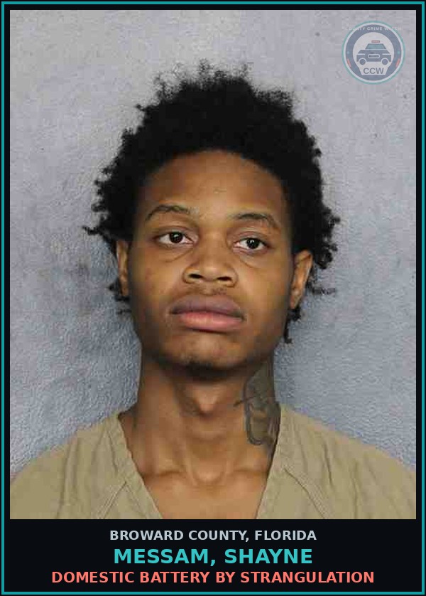 Booking mugshot of MESSAM, SHAYNE in Broward County