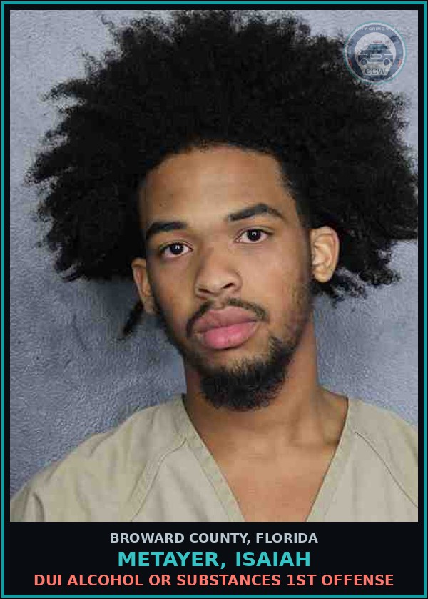 Booking mugshot of METAYER, ISAIAH in Broward County