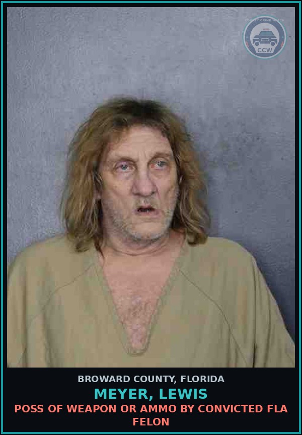 Booking mugshot of MEYER, LEWIS in Broward County
