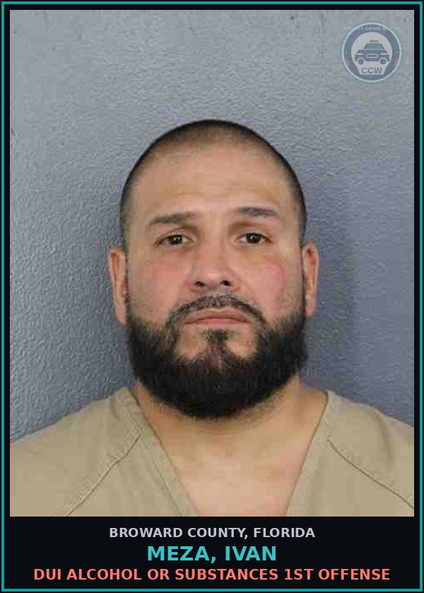 Booking mugshot of MEZA, IVAN in Broward County