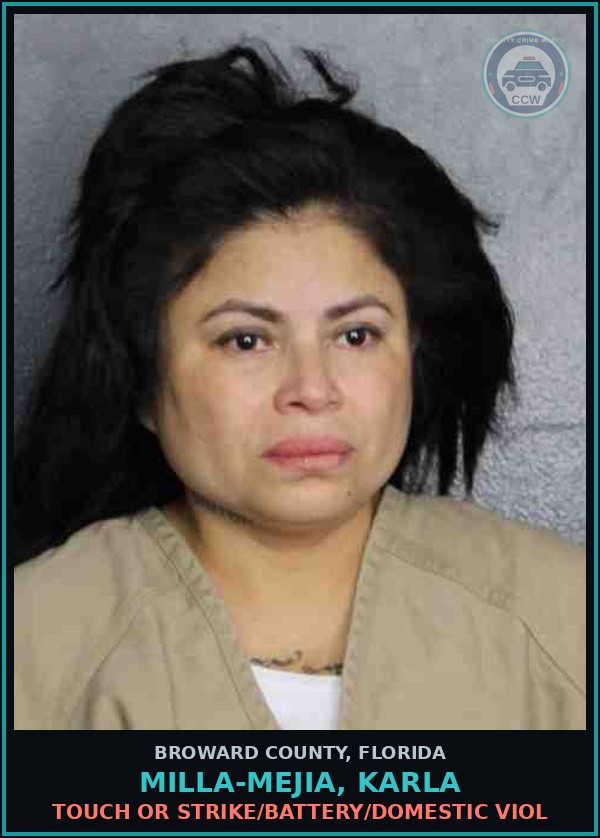 Booking mugshot of MILLA-MEJIA, KARLA in Broward County