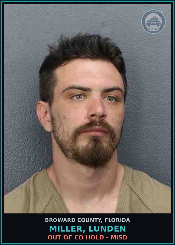 Booking mugshot of MILLER, LUNDEN in Broward County