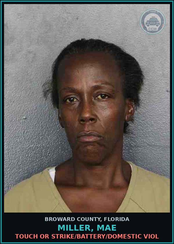 Booking mugshot of MILLER, MAE in Broward County
