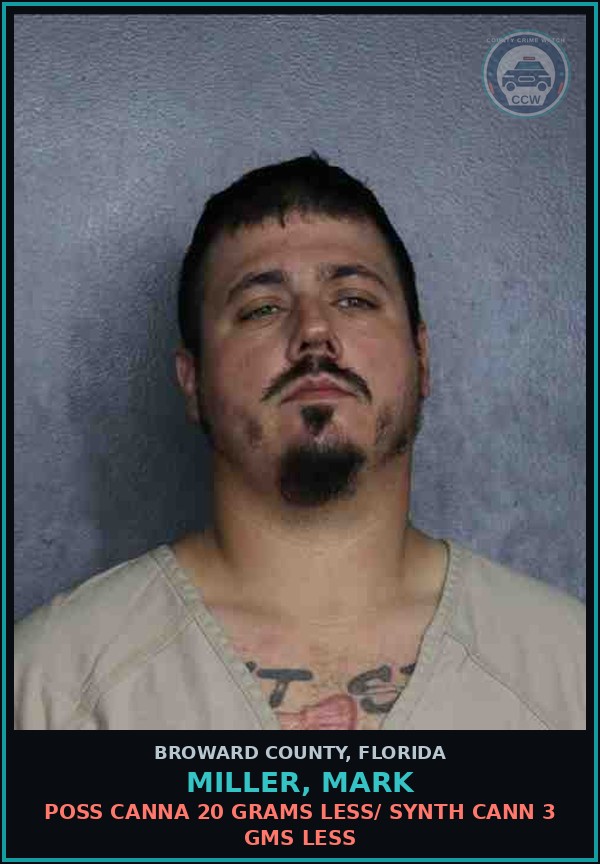 Booking mugshot of MILLER, MARK in Broward County