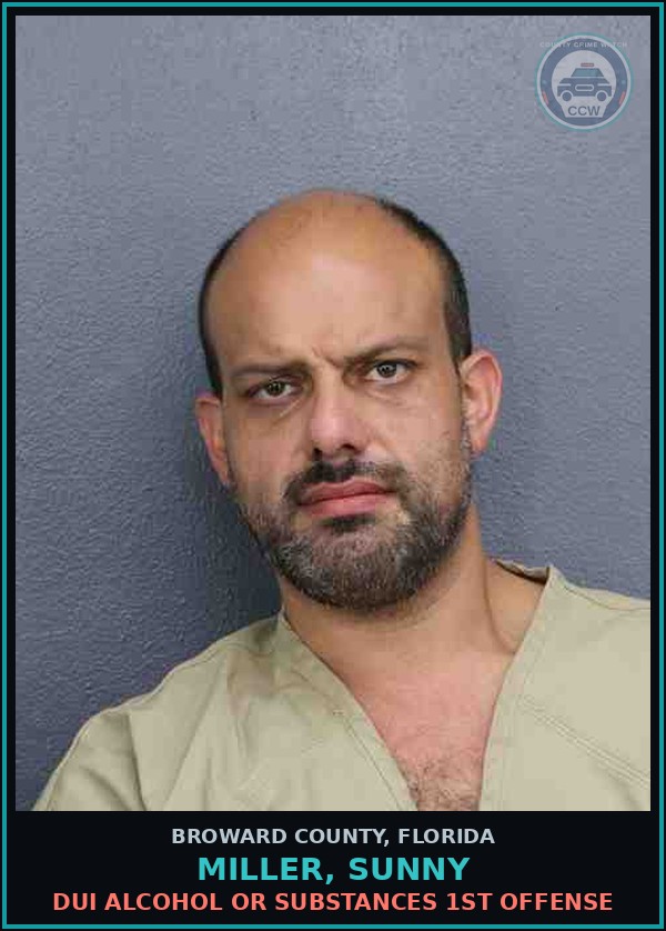 Booking mugshot of MILLER, SUNNY in Broward County