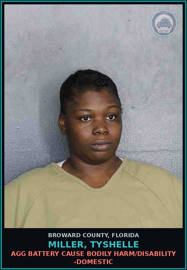 Booking mugshot of MILLER, TYSHELLE in Broward County
