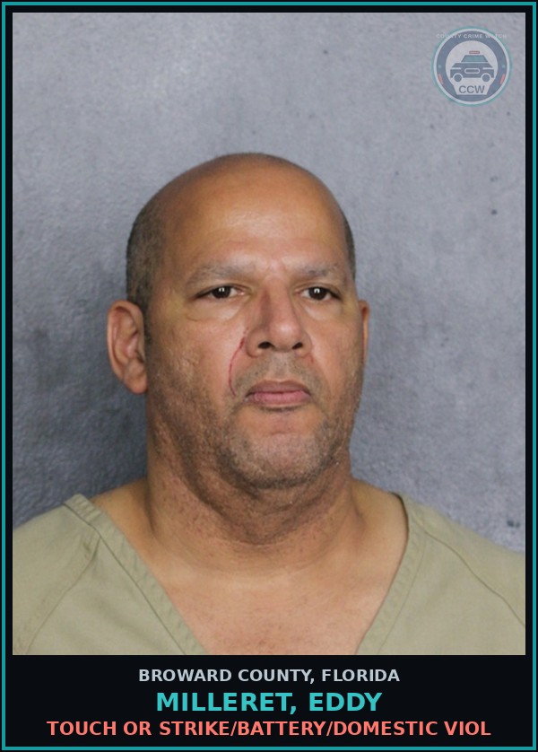 Booking mugshot of MILLERET, EDDY in Broward County