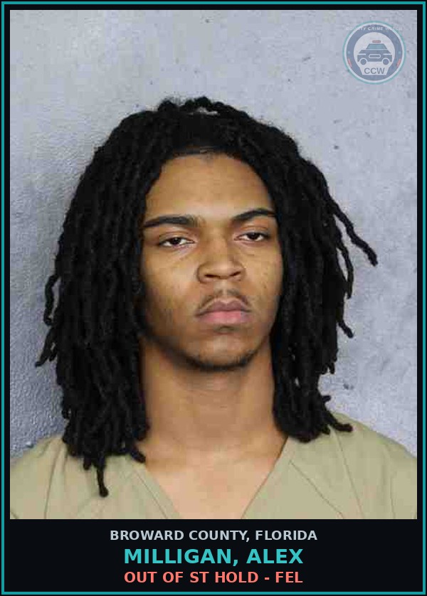 Booking mugshot of MILLIGAN, ALEX in Broward County