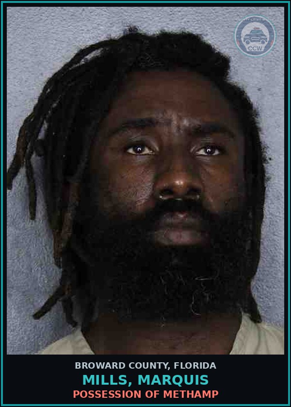Booking mugshot of MILLS, MARQUIS in Broward County