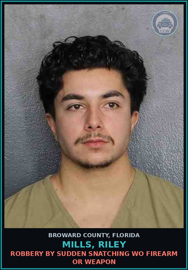 Booking mugshot of MILLS, RILEY in Broward County