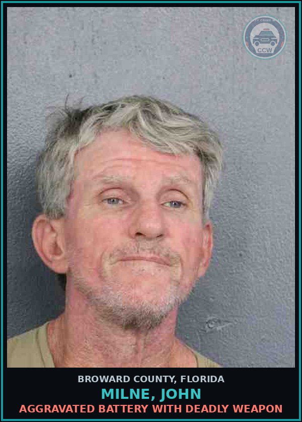 Booking mugshot of MILNE, JOHN in Broward County