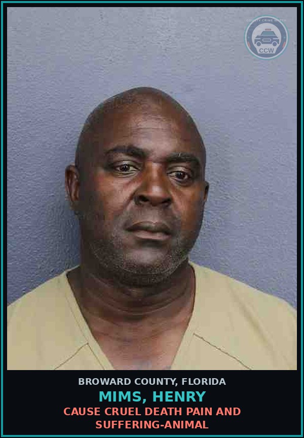 Booking mugshot of MIMS, HENRY in Broward County