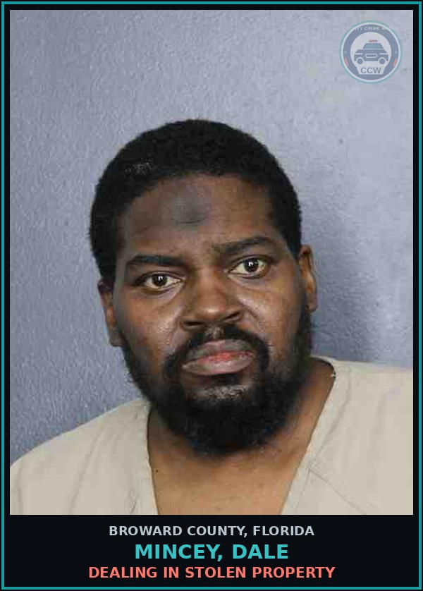 Booking mugshot of MINCEY, DALE in Broward County