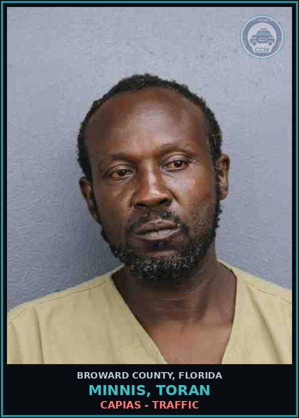 Booking mugshot of MINNIS, TORAN in Broward County
