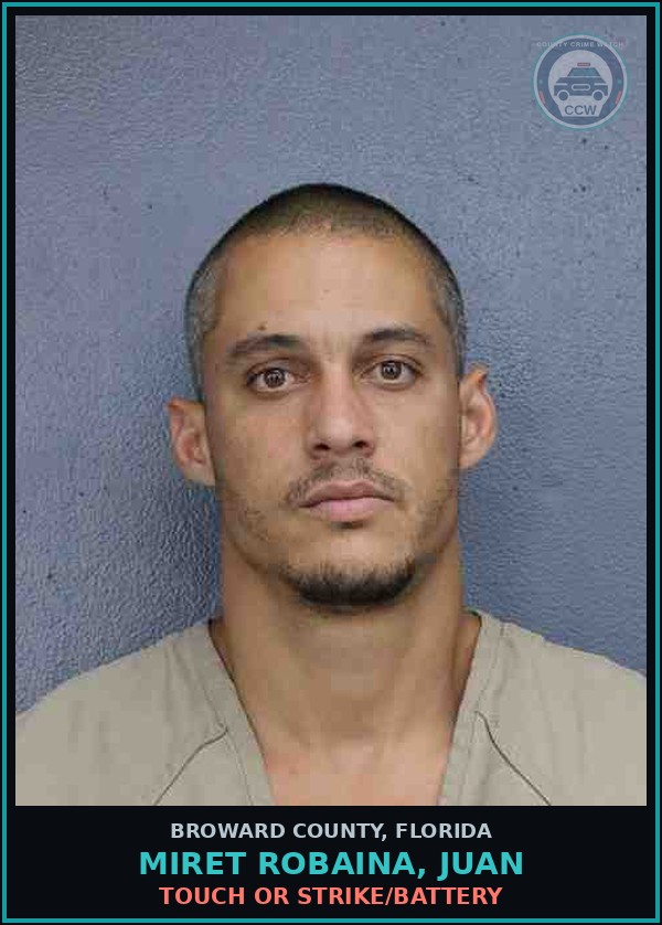 Booking mugshot of MIRET ROBAINA, JUAN in Broward County