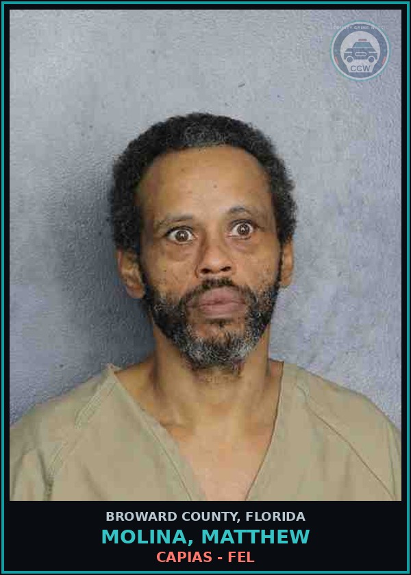 Booking mugshot of MOLINA, MATTHEW in Broward County