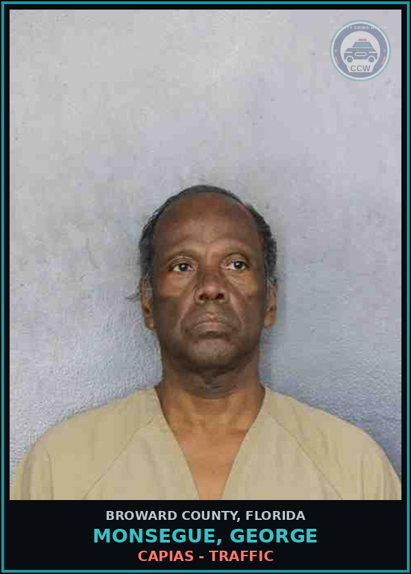 Booking mugshot of MONSEGUE, GEORGE in Broward County