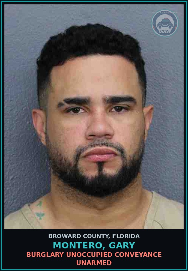 Booking mugshot of MONTERO, GARY in Broward County