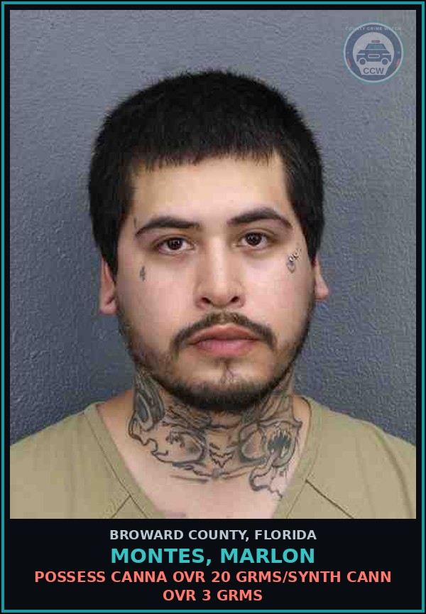 Booking mugshot of MONTES, MARLON in Broward County