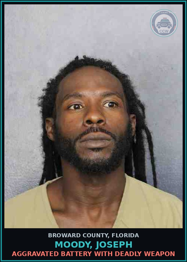 Booking mugshot of MOODY, JOSEPH in Broward County