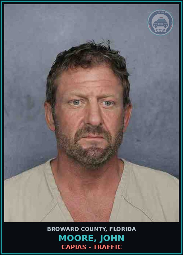 Booking mugshot of MOORE, JOHN in Broward County