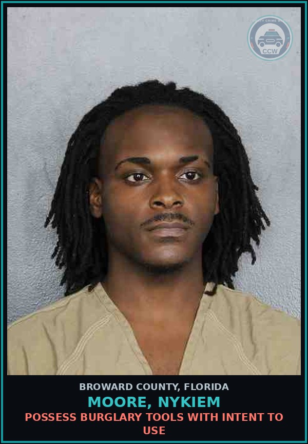 Booking mugshot of MOORE, NYKIEM in Broward County