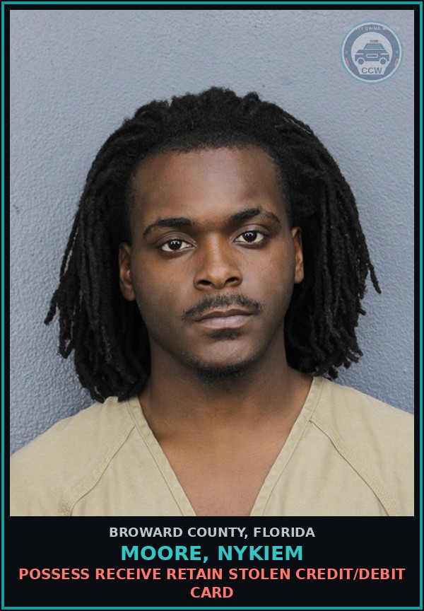 Booking mugshot of MOORE, NYKIEM in Broward County