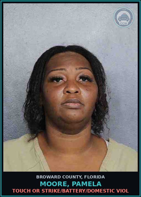 Booking mugshot of MOORE, PAMELA in Broward County