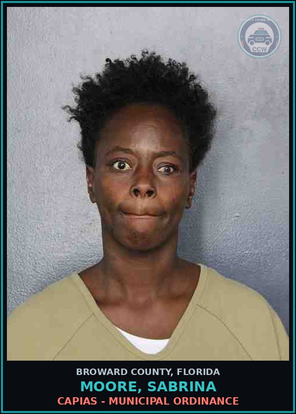 Booking mugshot of MOORE, SABRINA in Broward County